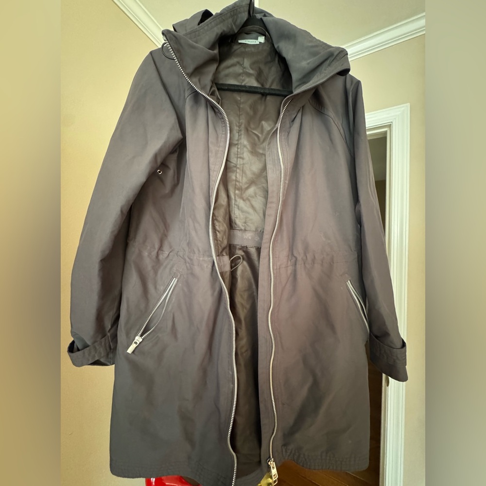 Athleta Misty rain jacket. Gray/ green